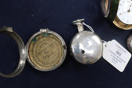 3 x pair cased pocket watches and a fob watch
